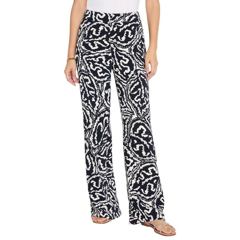 Nic+Zoe Womens Indigo Leaf Eliot Wide-Leg Pant